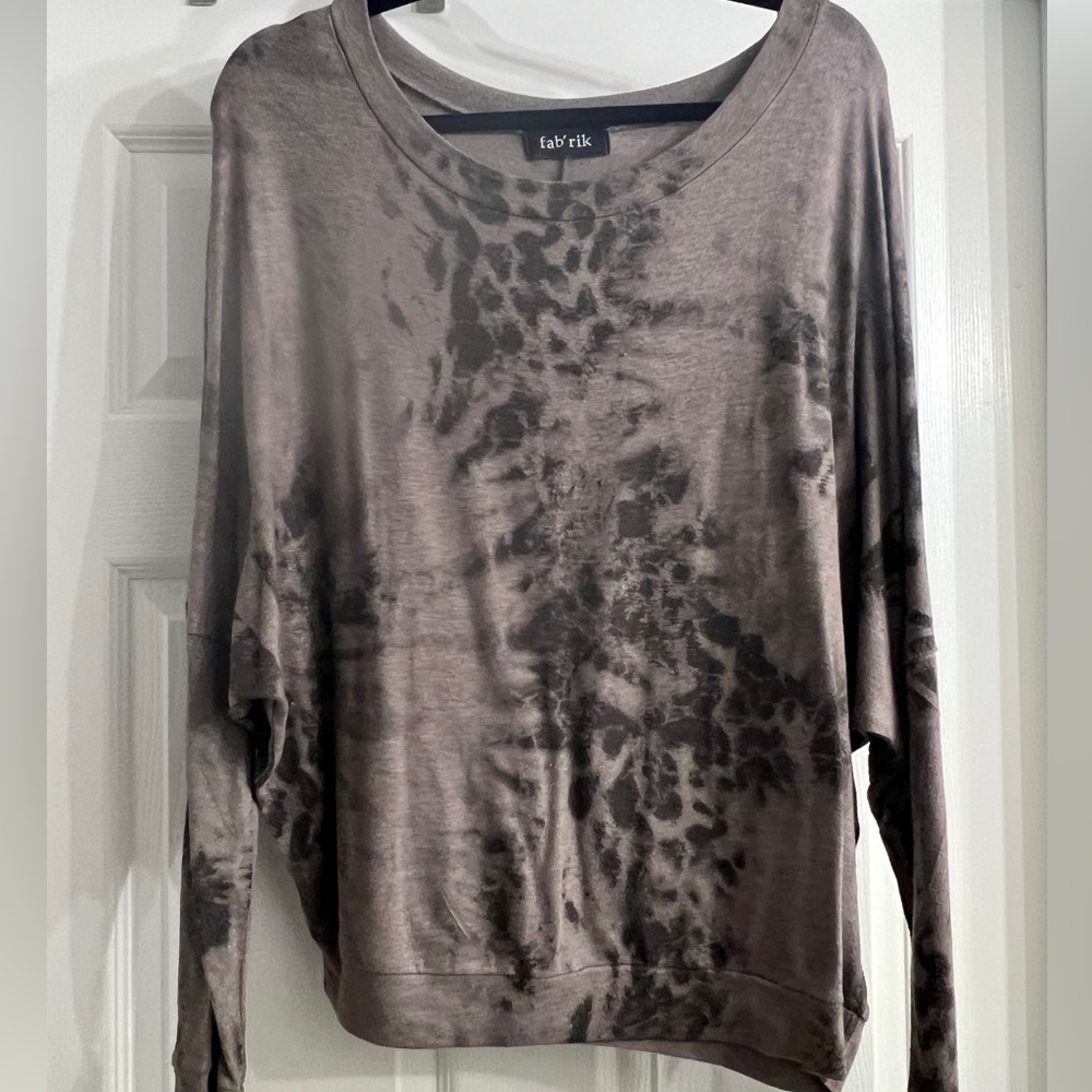 Gray and Black Fabrik Lounge Long Sleeve Top